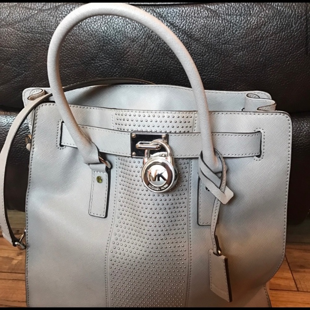 Michael Kors Large Gray / Silver Studded Hamilton